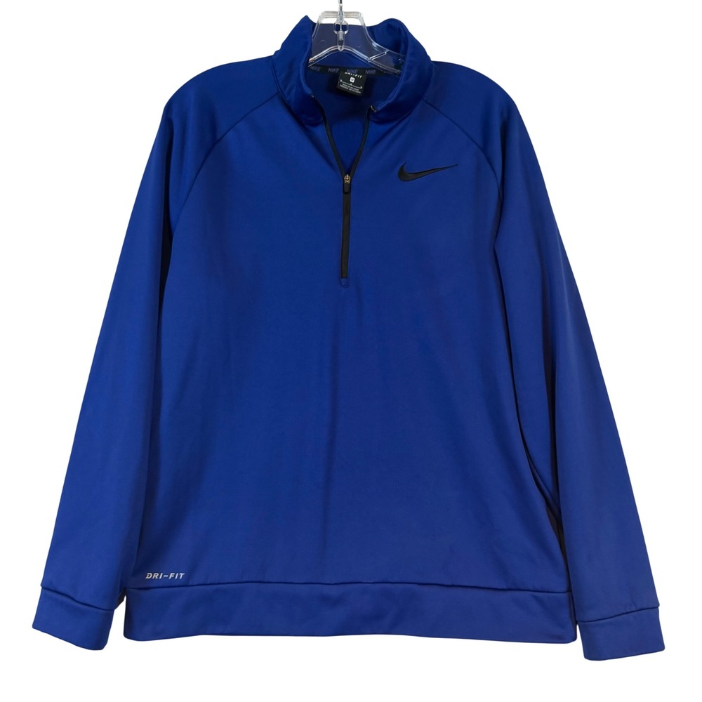 Nike Mens Dri-FIT Quarter Zip Pullover Royal Blue Mock Neck Sweatshirt •M• Golf